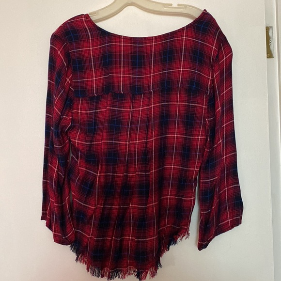 Natural Life flannel, lace up, 3/4 sleeve, unfinished hem, size large - Picture 4 of 7